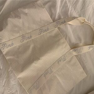 PINK Victoria's Secret Beige Tote with Silver Accents